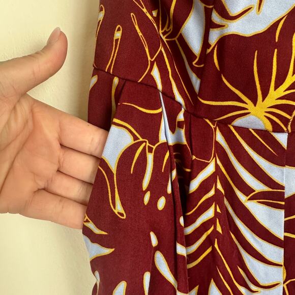 H&M Conscious Red Blue Floral Strapless Sweetheart Neckline Zip Jumpsuit Size 2 - Picture 6 of 13